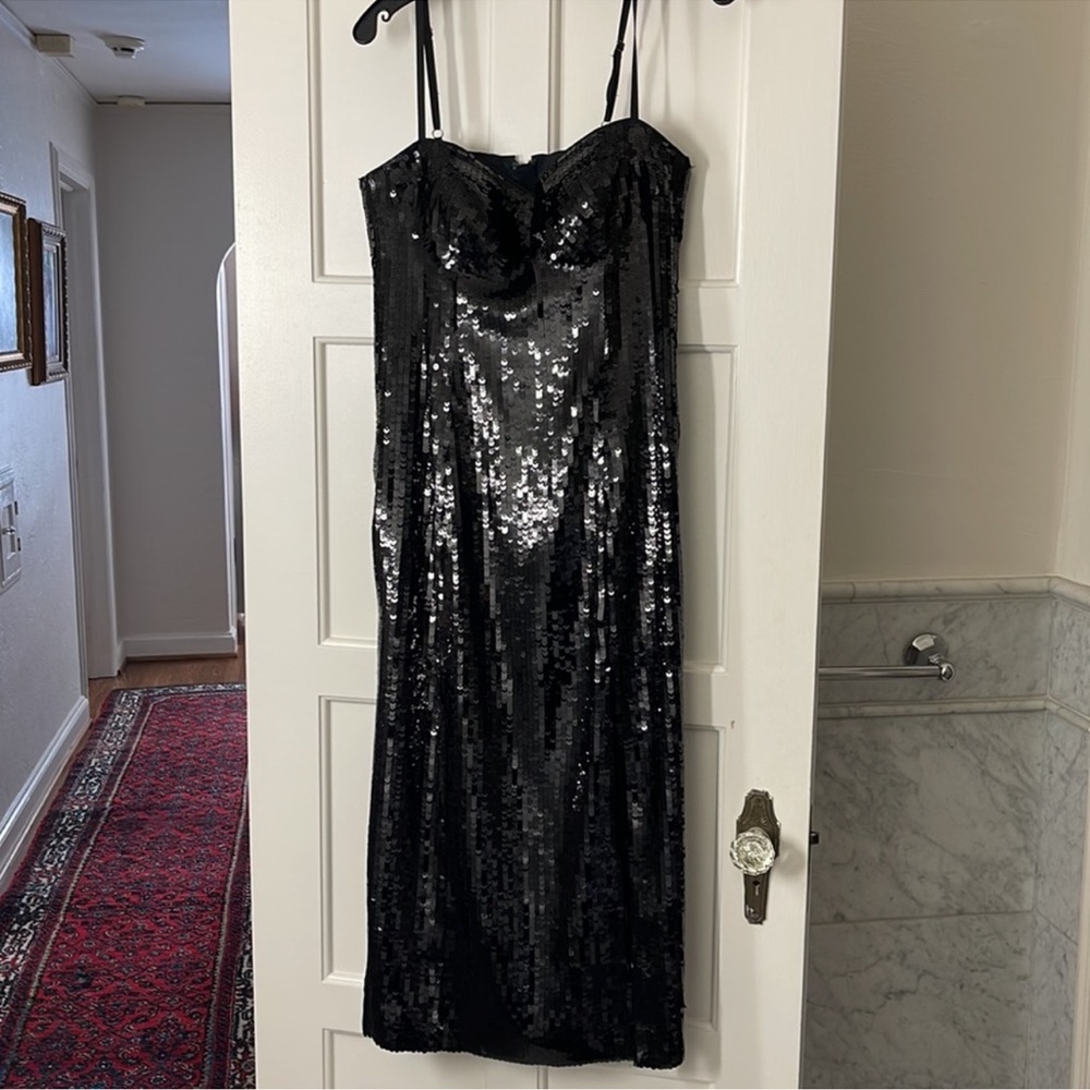J.Crew Collection Invite dress in black sequin bustier gown